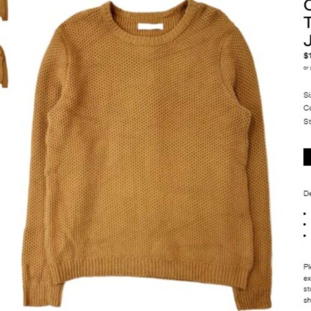 Outerknown Men's Orange Thick‎ Waffle Knit Jumper Pullover - Size M Medium